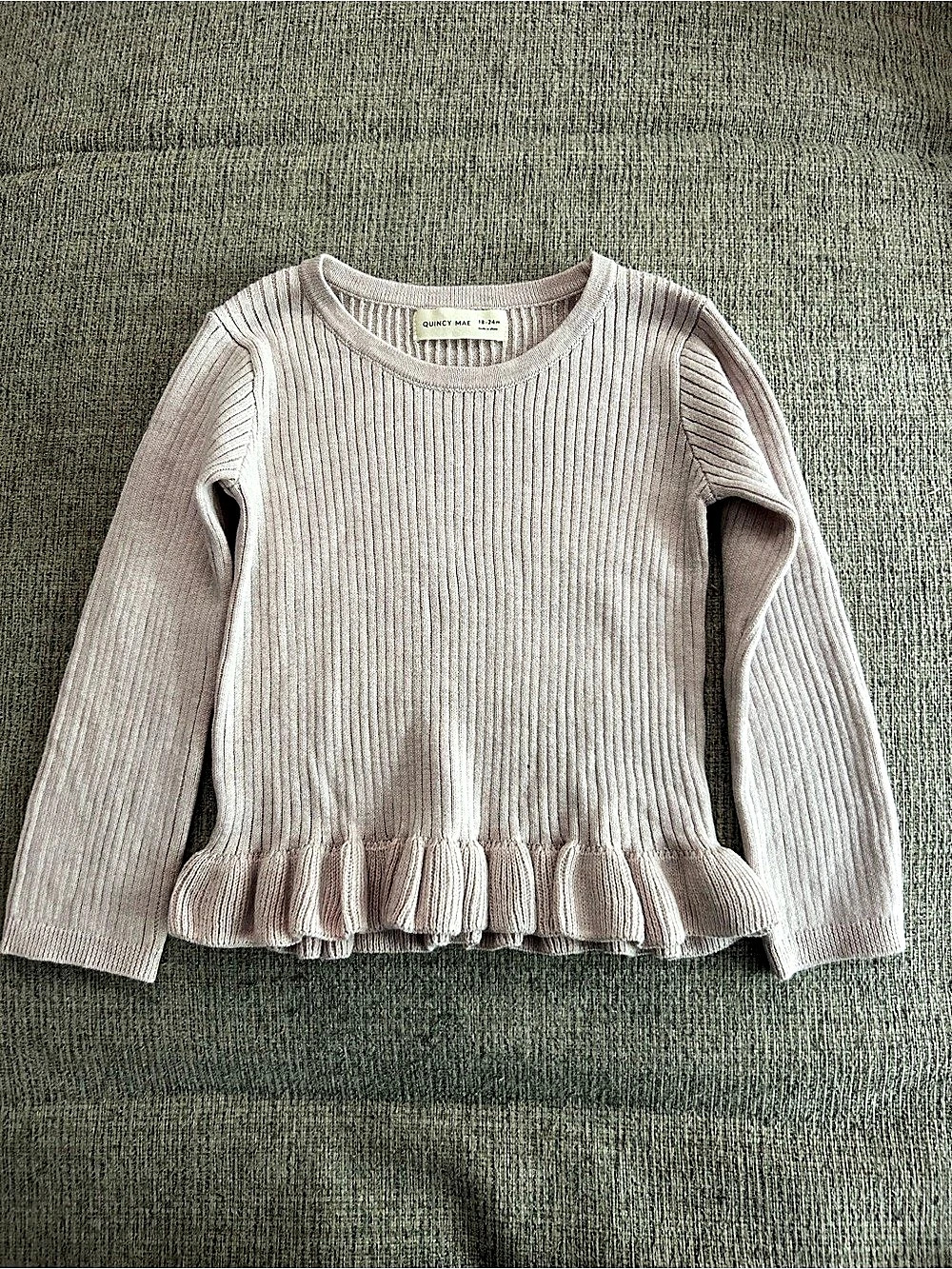 Quincy Mae Ribbed & Ruffle Matching 3 piece 45Set 18-24M - Picture 3 of 16